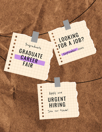 Career Fair Announcement with Pieces of Paper Flyer 8.5x11in Design Template