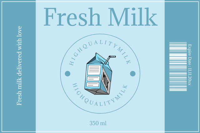 Ontwerpsjabloon van Label van Fresh Milk in Packs