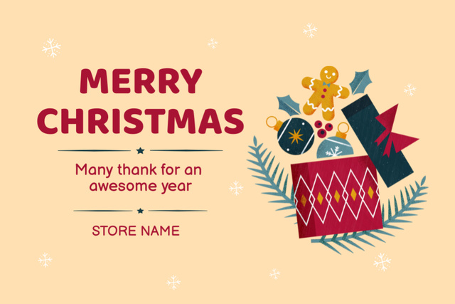 Christmas Cheers With Opened Present Postcard 4x6in Design Template