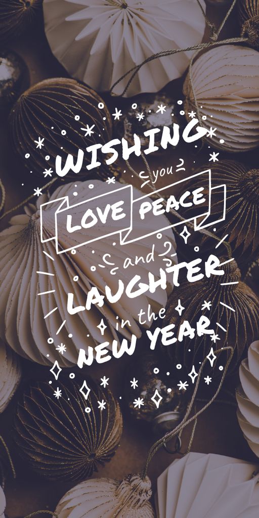New Year greeting with Shiny decorations Graphic Design Template