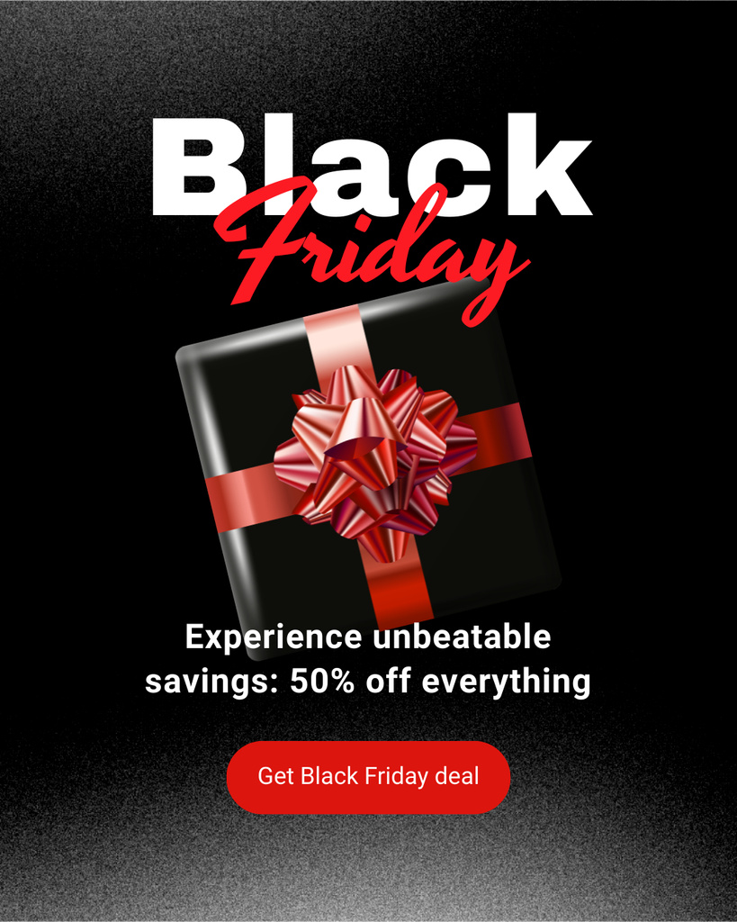 Designvorlage Wrapped Gift And Black Friday Discounts Offer für Instagram Post Vertical