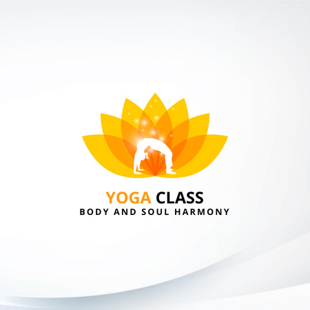 Yoga Class Announcement Logo Design Template