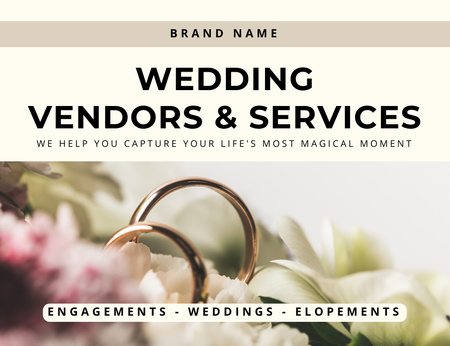 Wedding Vendors Services Promo Thank You Card 5.5x4in Horizontal Design Template