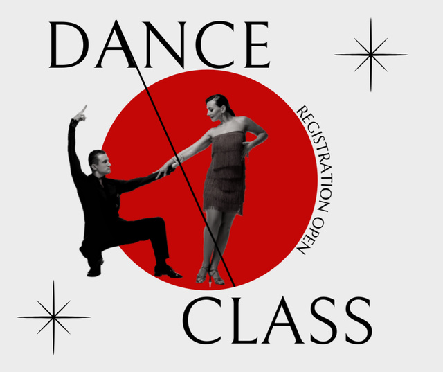 Designvorlage Promo of Dance Classes with Passionate Couple für Facebook