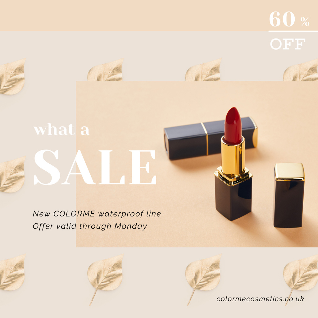 Designvorlage Sale Offer with Red Lipstick für Instagram