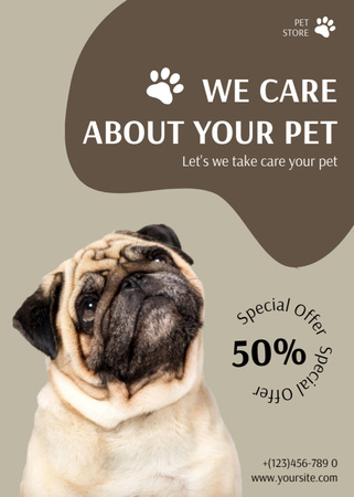 Platilla de diseño Pet Store's Offers with Pug Flayer