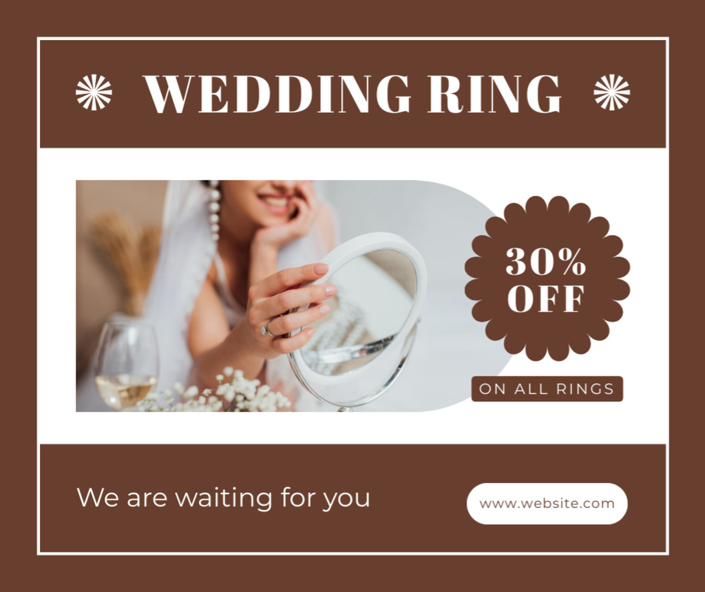 Jewelry Store Ad with Bride in Veil Looking in Mirror Facebookデザインテンプレート