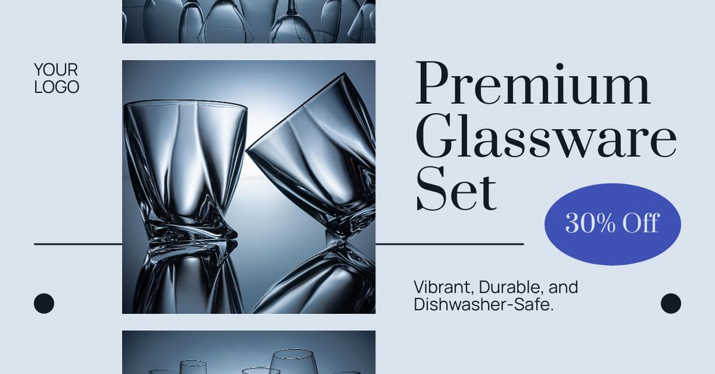 Luxurious Glass Drinkware At Lowered Rates Facebook AD – шаблон для дизайна