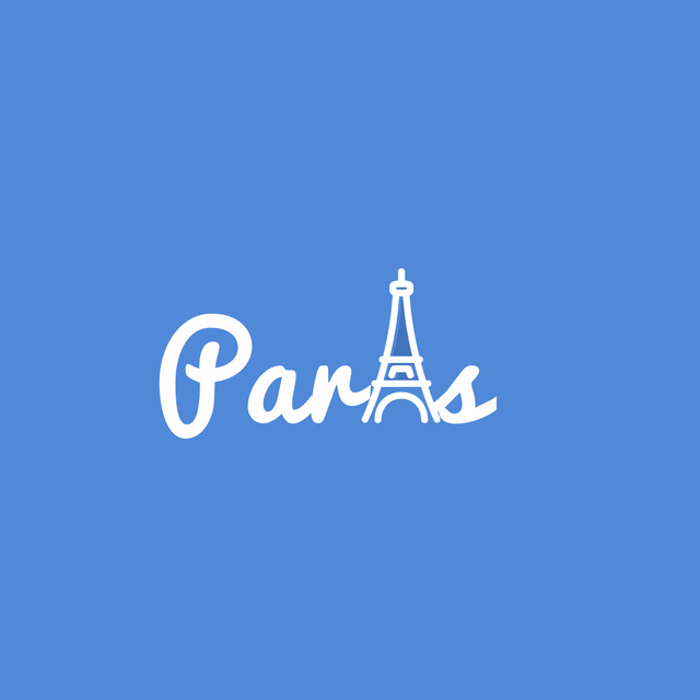Emblem with Eiffel Tower in Blue Logo 1080x1080px Design Template
