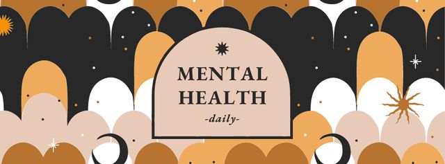Mental Health Inspiration on bright pattern Facebook coverデザインテンプレート