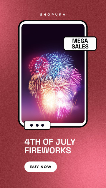 USA Independence Day Celebration Announcement with Colorful Fireworks TikTok Video Design Template