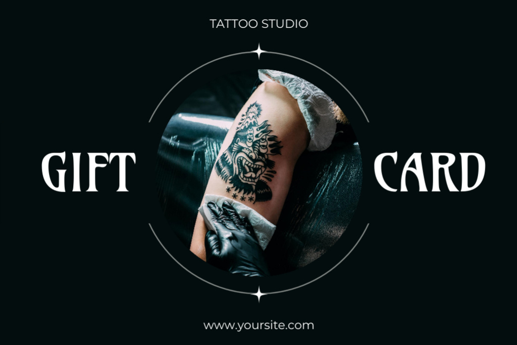 Designvorlage Stunning Tattoo In Professional Studio With Discount für Gift Certificate