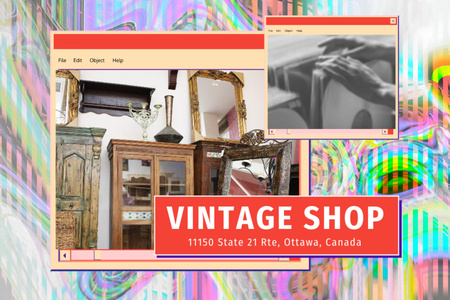 Old Furniture Store Offer Collage Postcard 4x6in Design Template