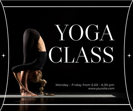 Anúncio de aulas de ioga em preto Facebook Modelo de Design