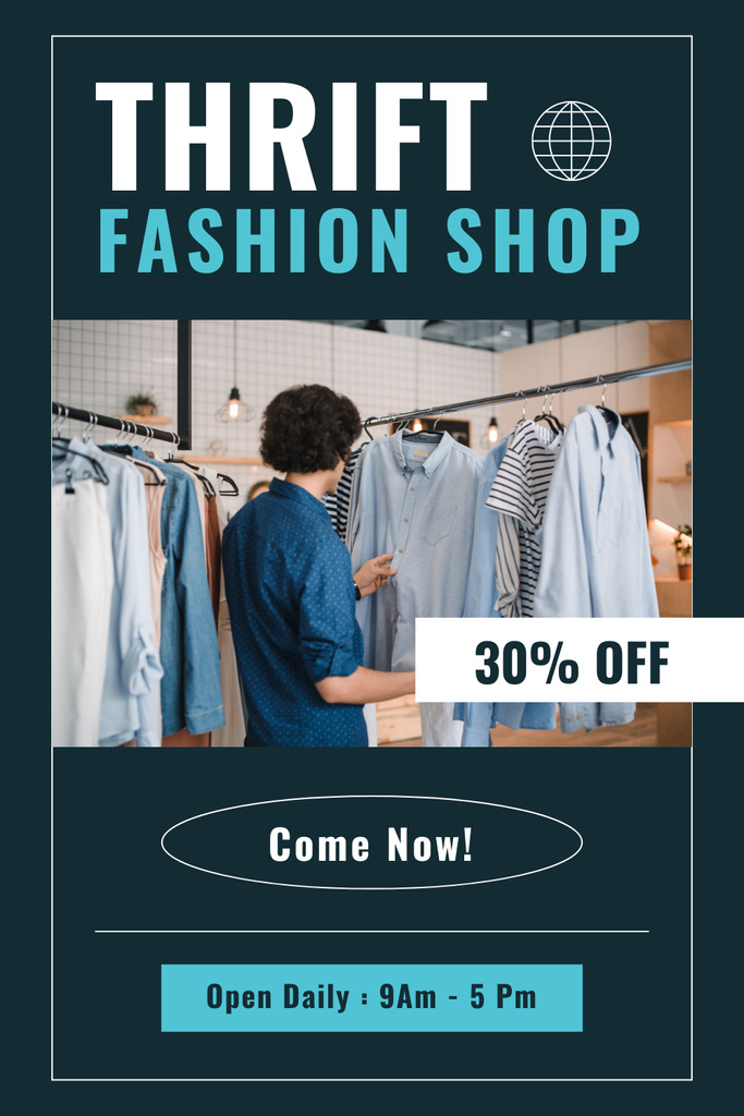 Thrift fashion shop blue Pinterest Πρότυπο σχεδίασης