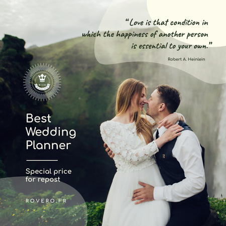 Wedding Planning Services Newlyweds Kissing in Nature Instagram Design Template