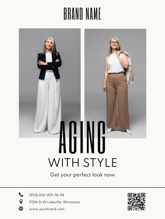 Fashion Ad with Stylish Elegant Senior Woman Poster US Design Template