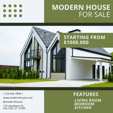 Plantilla de diseño de Oferta de venta de casa moderna en verde. Instagram 