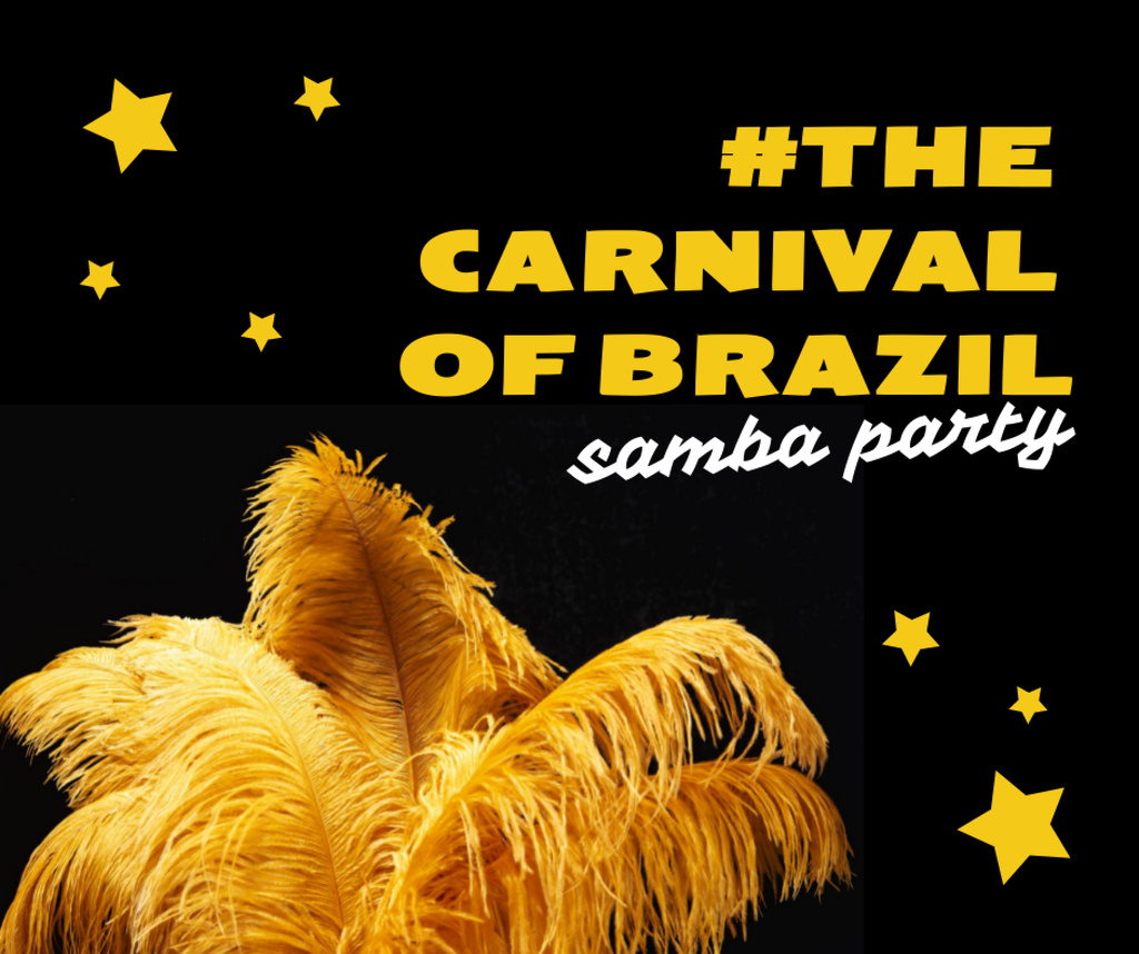 Brazilian Carnival Announcement with Bright Feathers Facebook Design Template