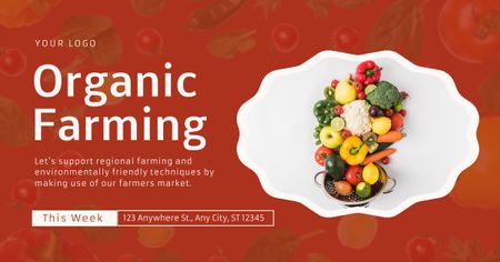 Platilla de diseño Advertising of Organic Products Market on Red Facebook AD
