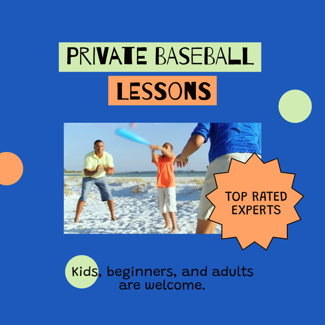 Designvorlage Private Baseball Lessons Offer für Animated Post