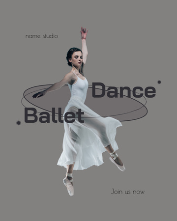 Balerin ile Bale Dans Eğitimi Instagram Post Vertical Tasarım Şablonu