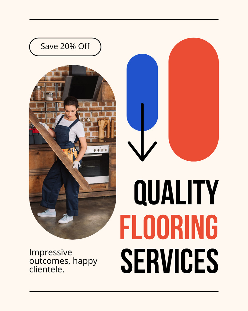 Impressive Quality Flooring Service With Discount Instagram Post Verticalデザインテンプレート