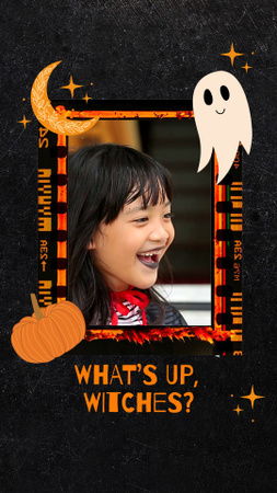 Halloween Celebration with Happy Smiling Girl Instagram Video Story Design Template