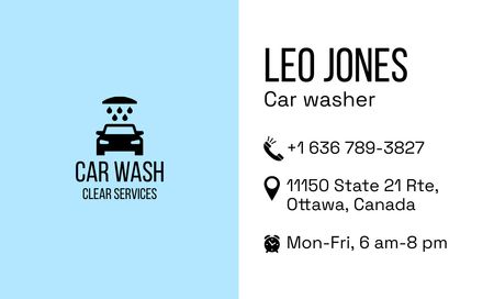 Car Washer's Promo Business Card 91x55mm Design Template