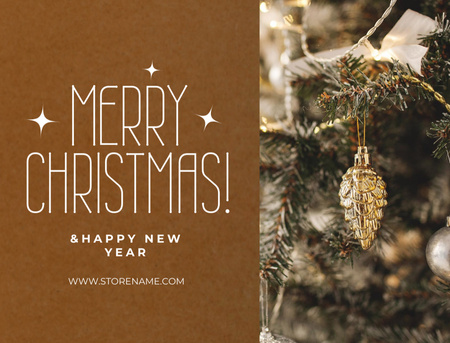 Karácsonyi üdvözlet gyönyörű fával Postcard 4.2x5.5in tervezősablon