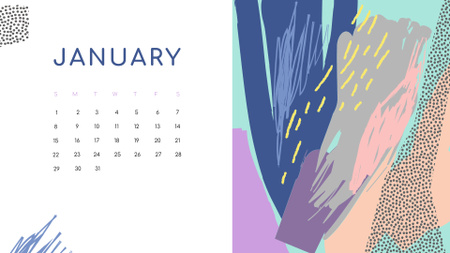 Colorful Paint blots in bright colors Calendar Design Template