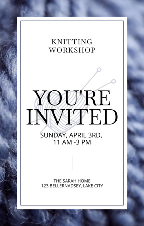 Modèle de visuel Annonce d'atelier de tricot avec fil de laine - Invitation 4.6x7.2in