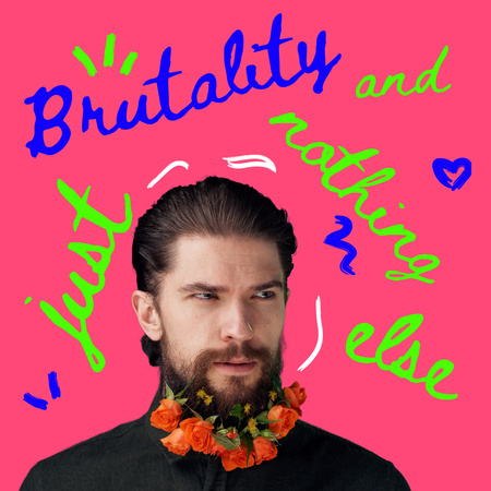 Handsome Man with Roses in Beard Instagram Design Template