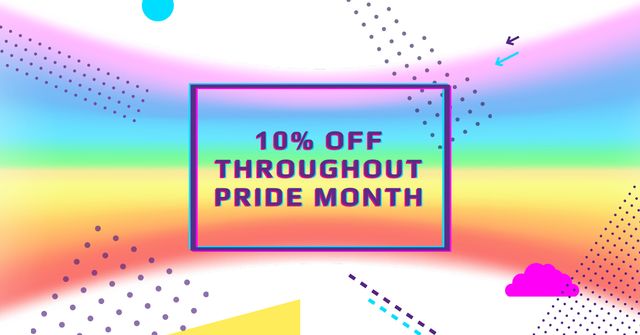 Modèle de visuel Pride Month Offer with Rainbow Gradient - Facebook AD