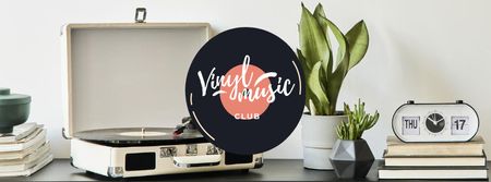 Platilla de diseño Vinyl Music club ad Facebook cover