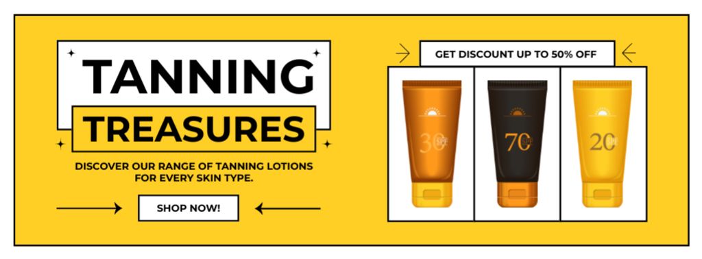 Plantilla de diseño de Sale on Tanning Lotions for All Skin Types Facebook cover 