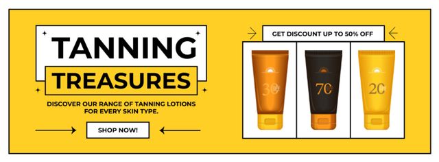 Sale on Tanning Lotions for All Skin Types Facebook cover Šablona návrhu