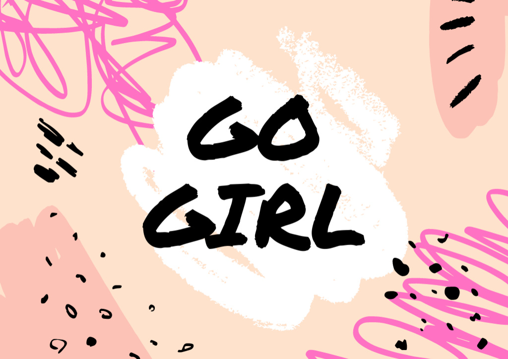 Girl Power Inspiration on Bright Pattern Card Tasarım Şablonu