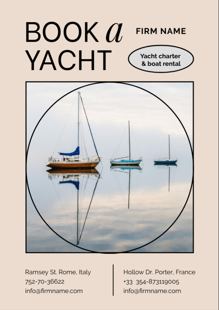 Premium Yacht Rent Offer With Booking Flyer A7 Design Template