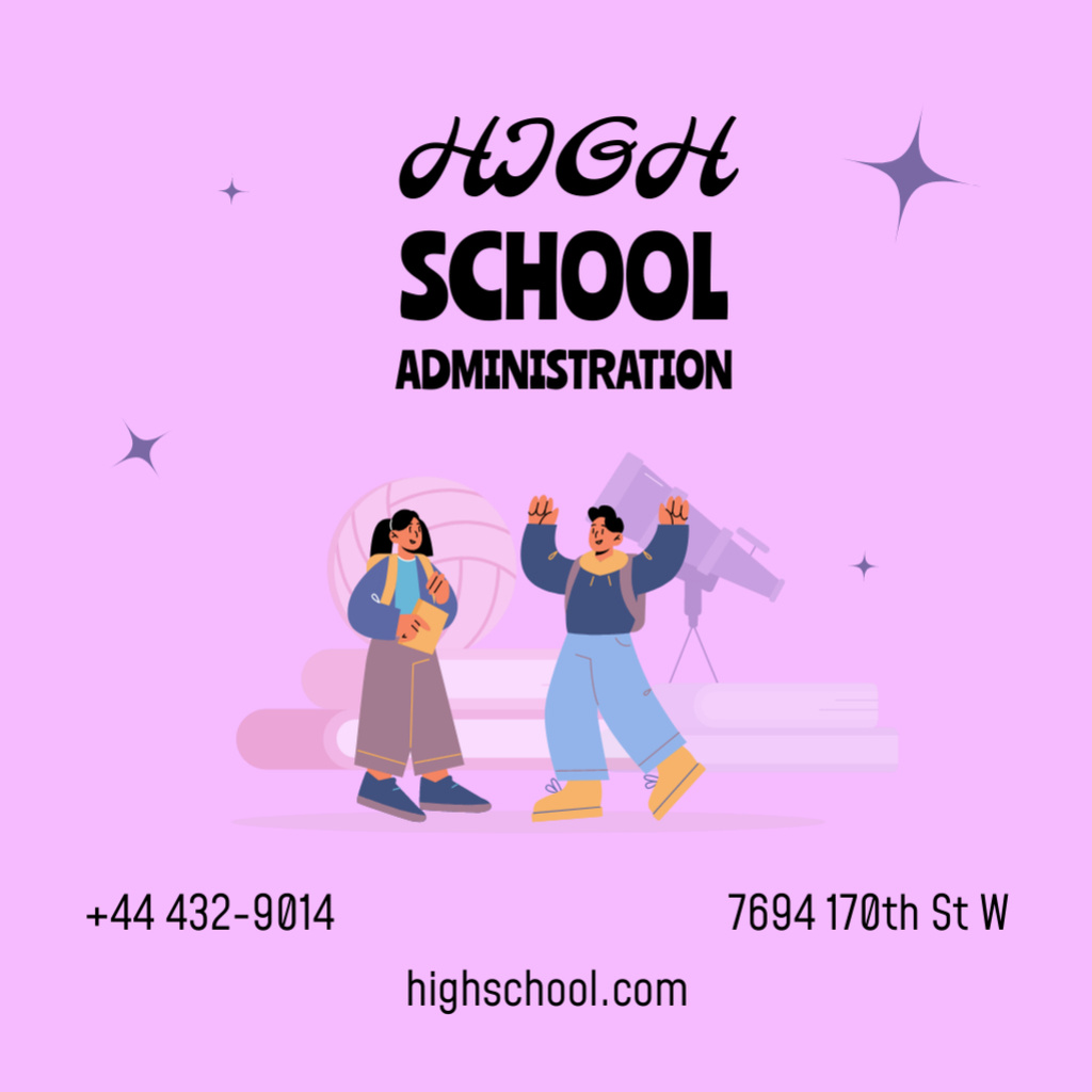 High School Administration Service Square 65x65mm Design Template