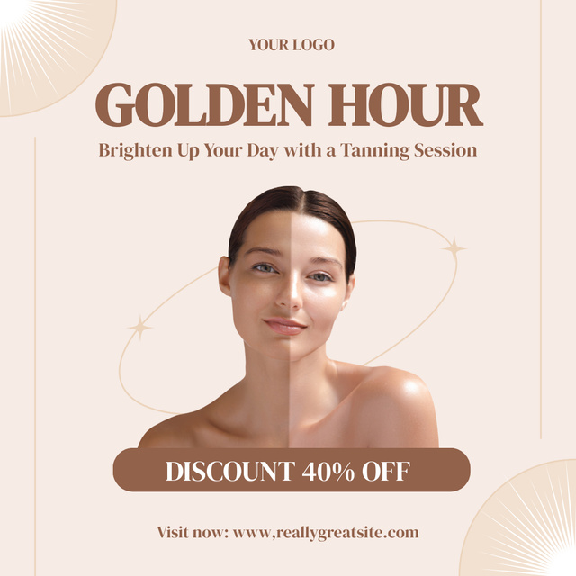 Announcement of Golden Hours for Sale of Tanning Products Instagram tervezősablon