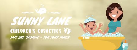 Mother bathing child Facebook Video cover Design Template