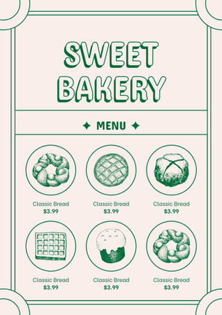 Ontwerpsjabloon van Menu van Bakery's Sweet Offers Price-List