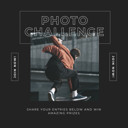 Photo Challenge Ad with Skateborder Instagram Design Template