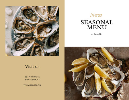 New Seasonal Menu with Seafood Brochure 8.5x11in Bi-fold Design Template
