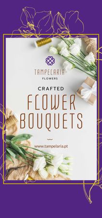 Florist Services Ad White Flowers and Ribbons Flyer DIN Large Design Template