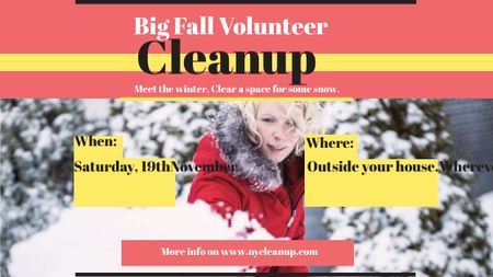 Woman at Winter Volunteer clean up Title Design Template