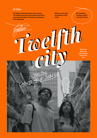 Ontwerpsjabloon van Poster van Movie Announcement with Couple in City