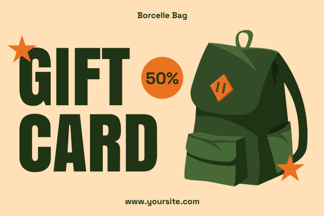 Modèle de visuel Discount Gift Card for School Backpacks - Gift Certificate