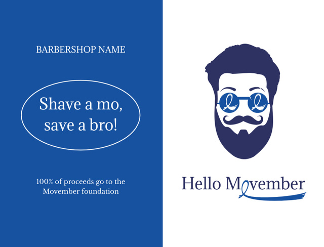 Barbershop Services Offer on Movember Postcard 4.2x5.5in – шаблон для дизайна